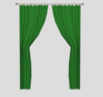 绿色布艺窗帘SU模型下载_sketchup草图大师SKP模型
