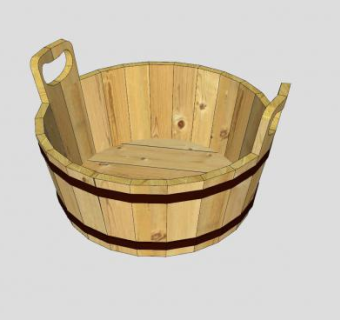 木制洗脚盆SU模型下载_sketchup草图大师SKP模型