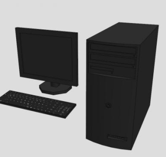 黑色显示屏和电脑主机SU模型下载_sketchup草图大师SKP模型