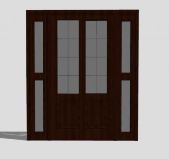 木制双开玻璃门SU模型下载_sketchup草图大师SKP模型