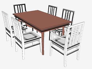 长方形餐桌椅家具sketchup模型下载_sketchup草图大师SKP模型