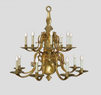 欧式蜡烛吊灯灯具SU模型下载_sketchup草图大师SKP模型