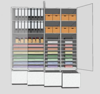 文件办公柜SU模型下载_sketchup草图大师SKP模型
