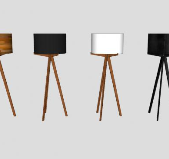 木制落地灯4盏SU模型下载_sketchup草图大师SKP模型