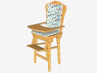 欧式木制儿童座椅SU模型下载_sketchup草图大师SKP模型