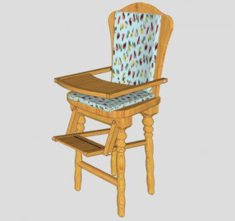 欧式木制儿童座椅SU模型下载_sketchup草图大师SKP模型