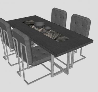 现代家具餐桌椅SU模型下载_sketchup草图大师SKP模型