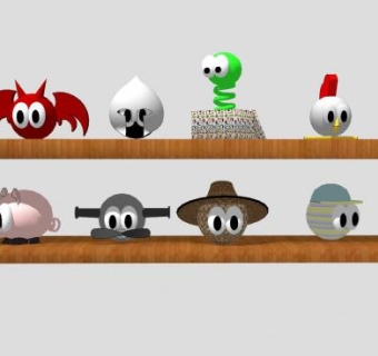 儿童玩具猪猪储钱罐置物架SU模型下载_sketchup草图大师SKP模型