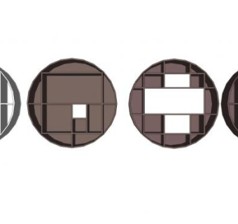 几个圆形木制书架模型下载_sketchup草图大师SKP模型