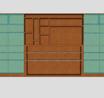 木制大书架书柜SU模型下载_sketchup草图大师SKP模型