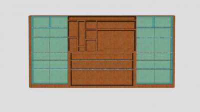 木制大书架书柜SU模型下载_sketchup草图大师SKP模型