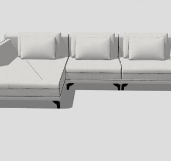 L型现代白色沙发家具SU模型下载_sketchup草图大师SKP模型