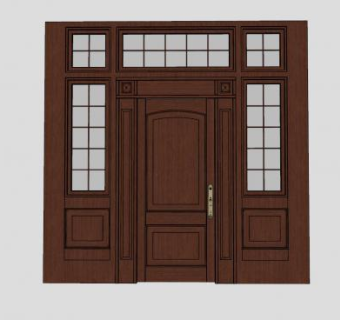 室内大气木门窗模型SU模型下载_sketchup草图大师SKP模型