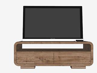 索尼液晶电视机和木质电视柜SU模型下载_sketchup草图大师SKP模型