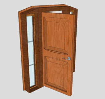 开着的门木门SU模型下载_sketchup草图大师SKP模型