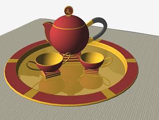 欧式茶壶茶杯茶具SU模型下载_sketchup草图大师SKP模型
