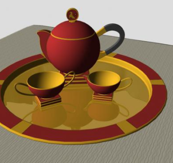 欧式茶壶茶杯茶具SU模型下载_sketchup草图大师SKP模型