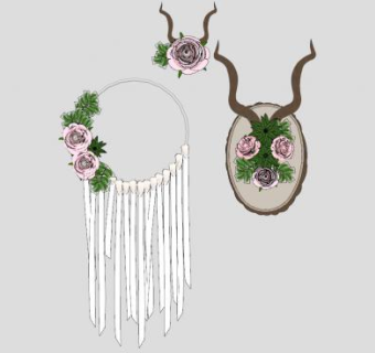 婚庆鹿茸花环装饰品SU模型下载_sketchup草图大师SKP模型
