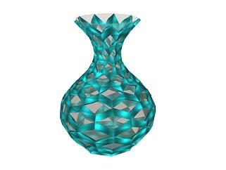 玻璃摆件青色花瓶SU模型下载_sketchup草图大师SKP模型