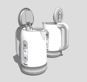 白色家用热水壶SU模型下载_sketchup草图大师SKP模型