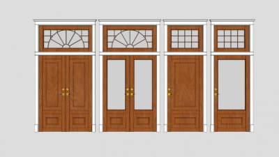 四扇门窗木门SU模型下载_sketchup草图大师SKP模型