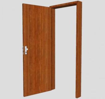 打开的房间门木门SU模型下载_sketchup草图大师SKP模型