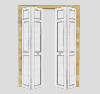 双开折叠门木门SU模型下载_sketchup草图大师SKP模型