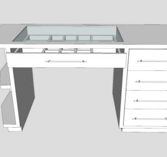 写字台书桌带抽屉桌子SU模型下载_sketchup草图大师SKP模型