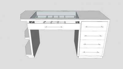 写字台书桌带抽屉桌子SU模型下载_sketchup草图大师SKP模型