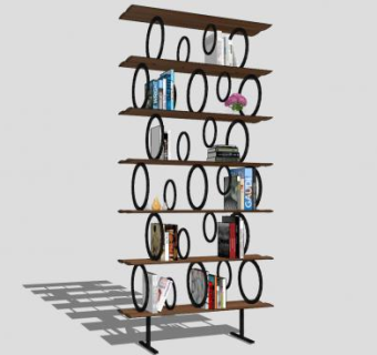 现代简约书架架子SU模型下载_sketchup草图大师SKP模型