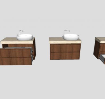 几个洗手池浴室柜SU模型下载_sketchup草图大师SKP模型