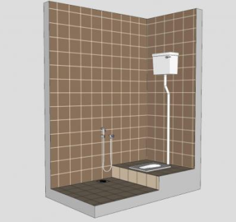 卫生间洗澡房包含蹲式厕所SU模型下载_sketchup草图大师SKP模型