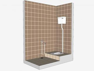 卫生间洗澡房包含蹲式厕所SU模型下载_sketchup草图...