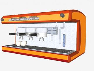橙色商用咖啡机SU模型下载_sketchup草图大师SKP模型