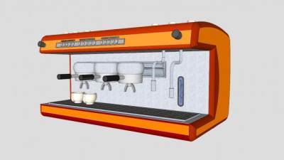 橙色商用咖啡机SU模型下载_sketchup草图大师SKP模型