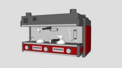 红色嵌入式咖啡机SU模型下载_sketchup草图大师SKP模型