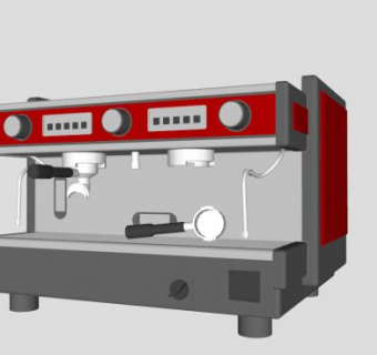 红色大型咖啡机SU模型下载_sketchup草图大师SKP模型