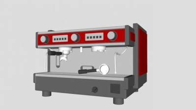 红色大型咖啡机SU模型下载_sketchup草图大师SKP模型