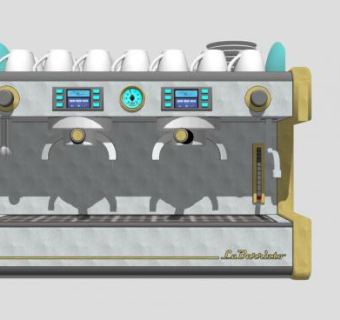 金色大型咖啡机SU模型下载_sketchup草图大师SKP模型