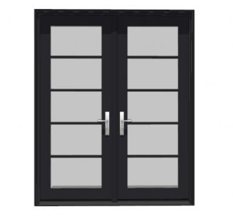 室内双开把手玻璃门SU模型下载_sketchup草图大师SKP模型