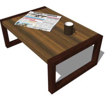 报纸茶杯茶几家具SU模型下载_sketchup草图大师SKP模型