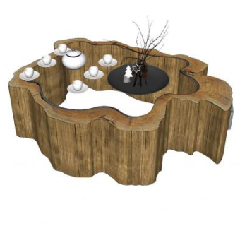 根艺茶桌家具SU模型下载_sketchup草图大师SKP模型