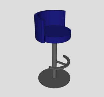 金属蓝色吧台椅SU模型下载_sketchup草图大师SKP模型