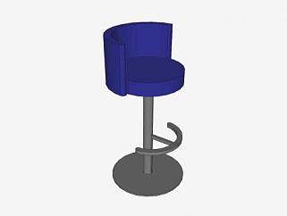 金属蓝色吧台椅SU模型下载_sketchup草图大师SKP模型