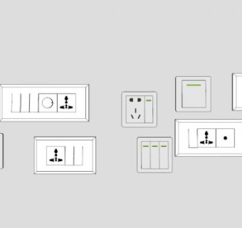 多个开关插座面板SU模型下载_sketchup草图大师SKP模型