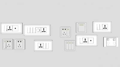 多个开关插座面板SU模型下载_sketchup草图大师SKP模型