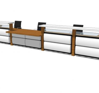 大型行政木制办公桌接待处SU模型下载_sketchup草图大师SKP模型