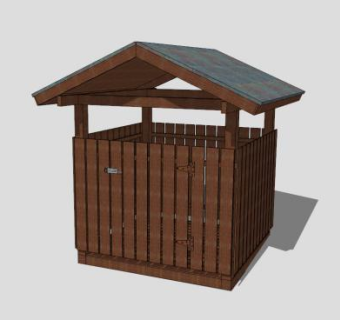 中式垃圾桶SU模型下载_sketchup草图大师SKP模型