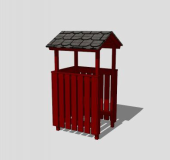室外中式垃圾桶SU模型下载_sketchup草图大师SKP模型