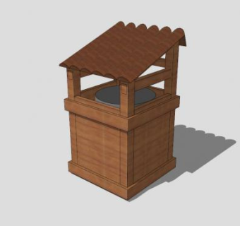 中式垃圾箱垃圾桶SU模型下载_sketchup草图大师SKP模型